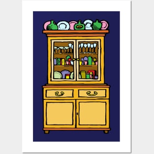 Kitchen cupboards, simple illustration, decor Posters and Art